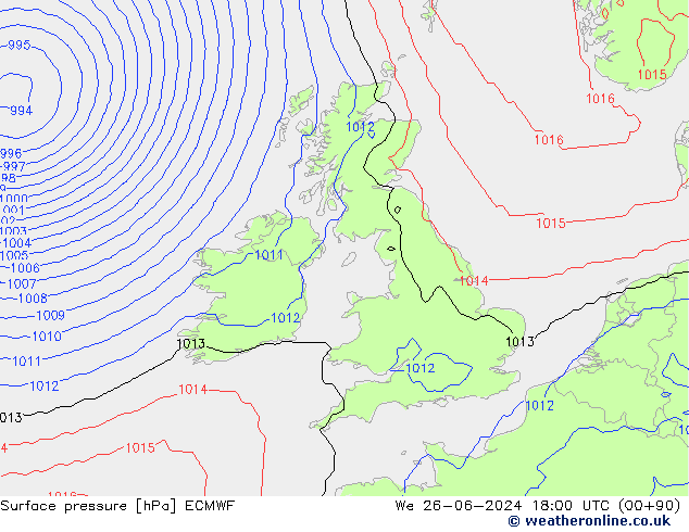 Yer basıncı ECMWF Çar 26.06.2024 18 UTC