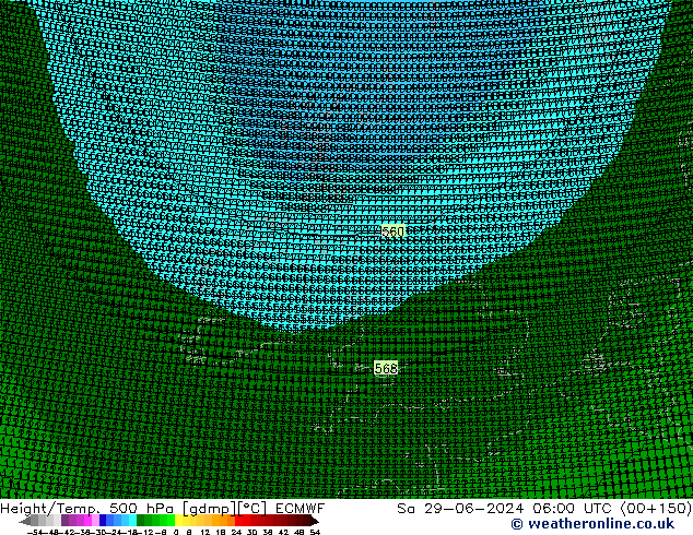 Height/Temp. 500 hPa ECMWF So 29.06.2024 06 UTC