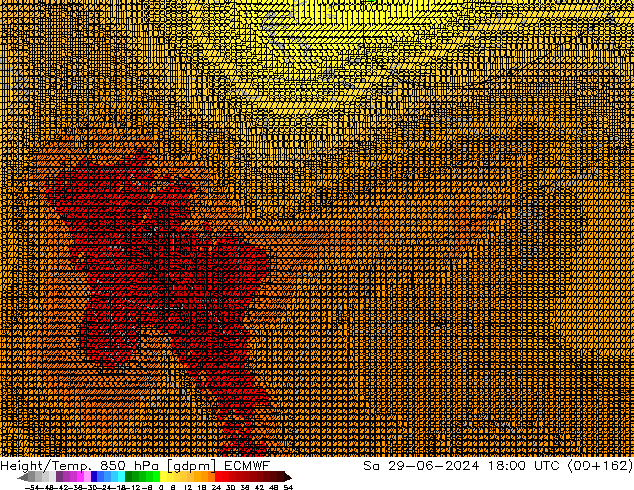 Height/Temp. 850 hPa ECMWF sab 29.06.2024 18 UTC