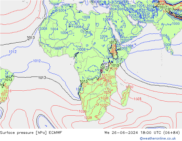 pression de l'air ECMWF mer 26.06.2024 18 UTC