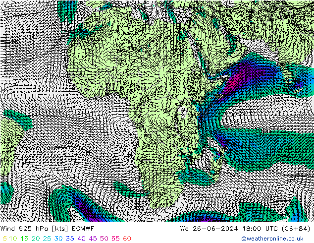 Rüzgar 925 hPa ECMWF Çar 26.06.2024 18 UTC