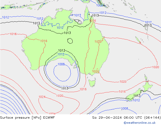 Surface pressure ECMWF Sa 29.06.2024 06 UTC