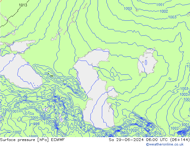 ciśnienie ECMWF so. 29.06.2024 06 UTC