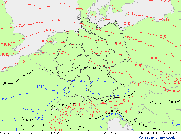 pression de l'air ECMWF mer 26.06.2024 06 UTC