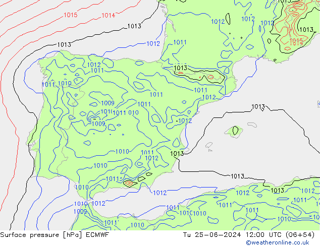 pression de l'air ECMWF mar 25.06.2024 12 UTC