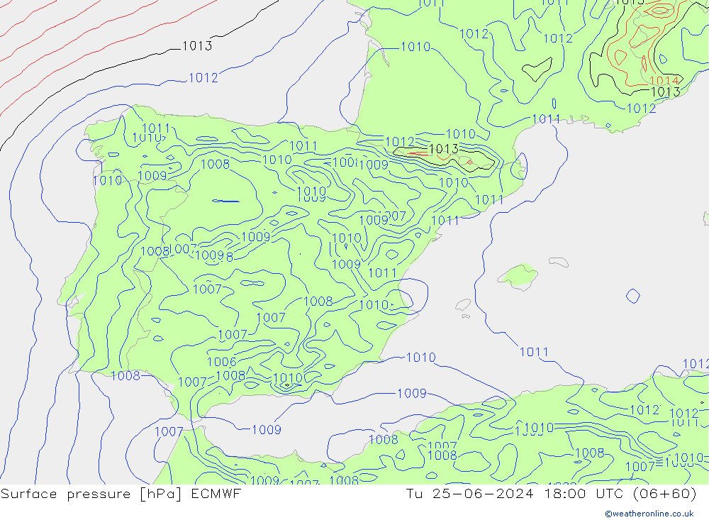 Luchtdruk (Grond) ECMWF di 25.06.2024 18 UTC