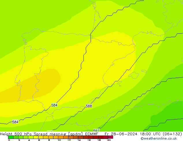 Height 500 hPa Spread ECMWF Fr 28.06.2024 18 UTC