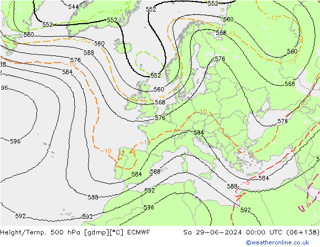 Hoogte/Temp. 500 hPa ECMWF za 29.06.2024 00 UTC