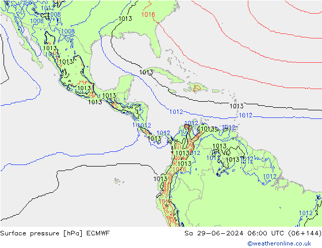 Pressione al suolo ECMWF sab 29.06.2024 06 UTC