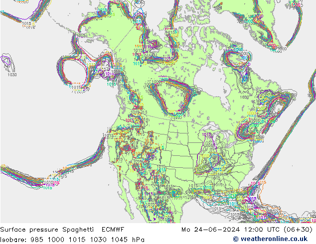 Bodendruck Spaghetti ECMWF Mo 24.06.2024 12 UTC