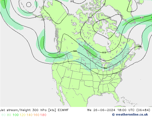 Jet stream/Height 300 hPa ECMWF We 26.06.2024 18 UTC