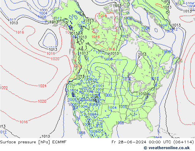 приземное давление ECMWF пт 28.06.2024 00 UTC