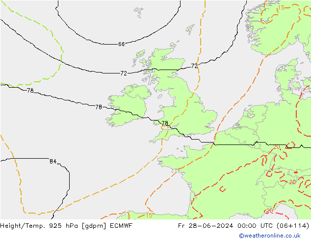 Géop./Temp. 925 hPa ECMWF ven 28.06.2024 00 UTC