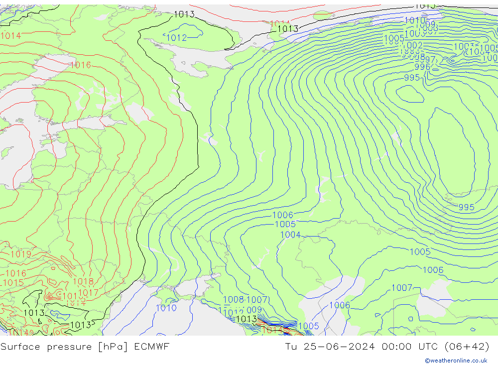 pressão do solo ECMWF Ter 25.06.2024 00 UTC