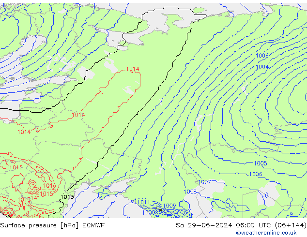 Atmosférický tlak ECMWF So 29.06.2024 06 UTC