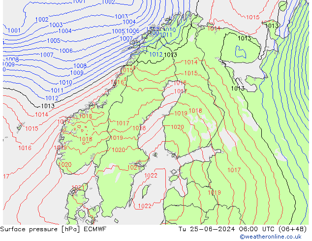 Luchtdruk (Grond) ECMWF di 25.06.2024 06 UTC