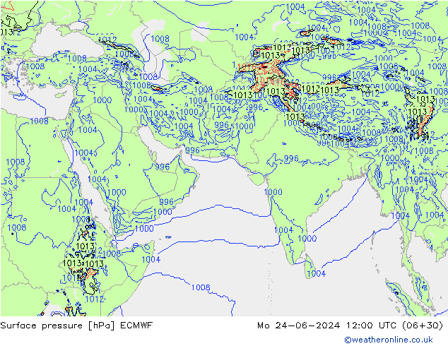 pressão do solo ECMWF Seg 24.06.2024 12 UTC