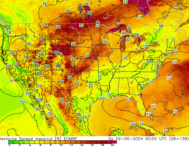 Isotachs Spread ECMWF Sa 29.06.2024 00 UTC