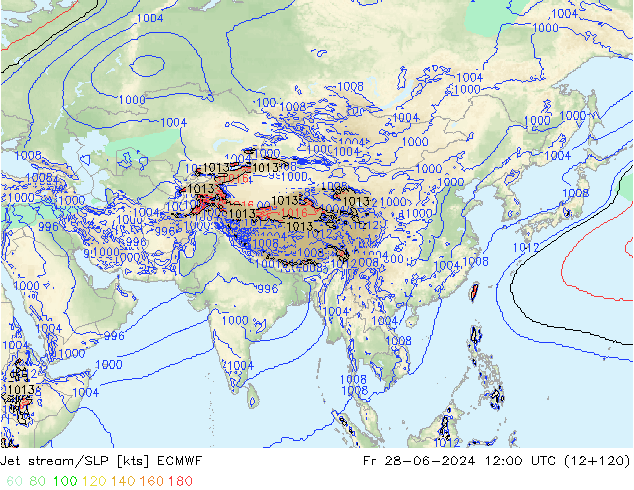 Jet stream/SLP ECMWF Fr 28.06.2024 12 UTC