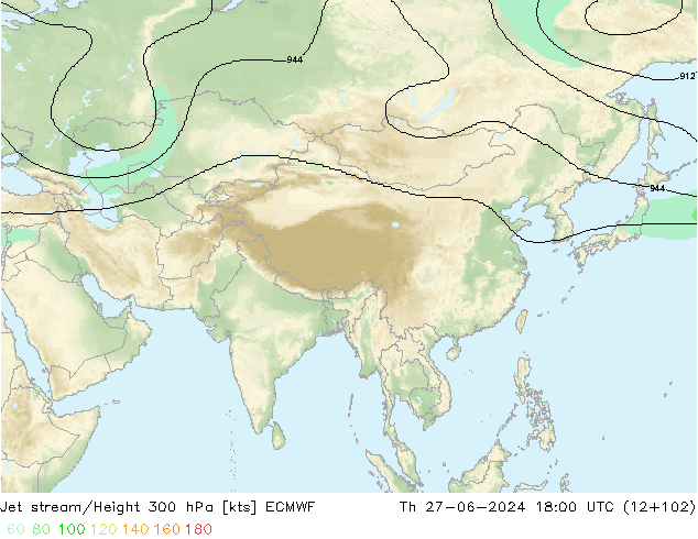 Jet stream/Height 300 hPa ECMWF Th 27.06.2024 18 UTC