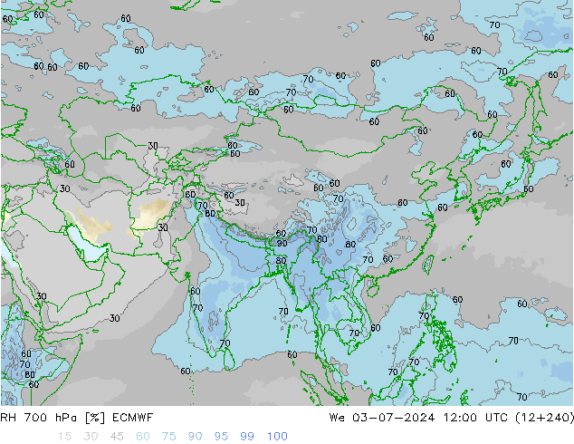 Humedad rel. 700hPa ECMWF mié 03.07.2024 12 UTC