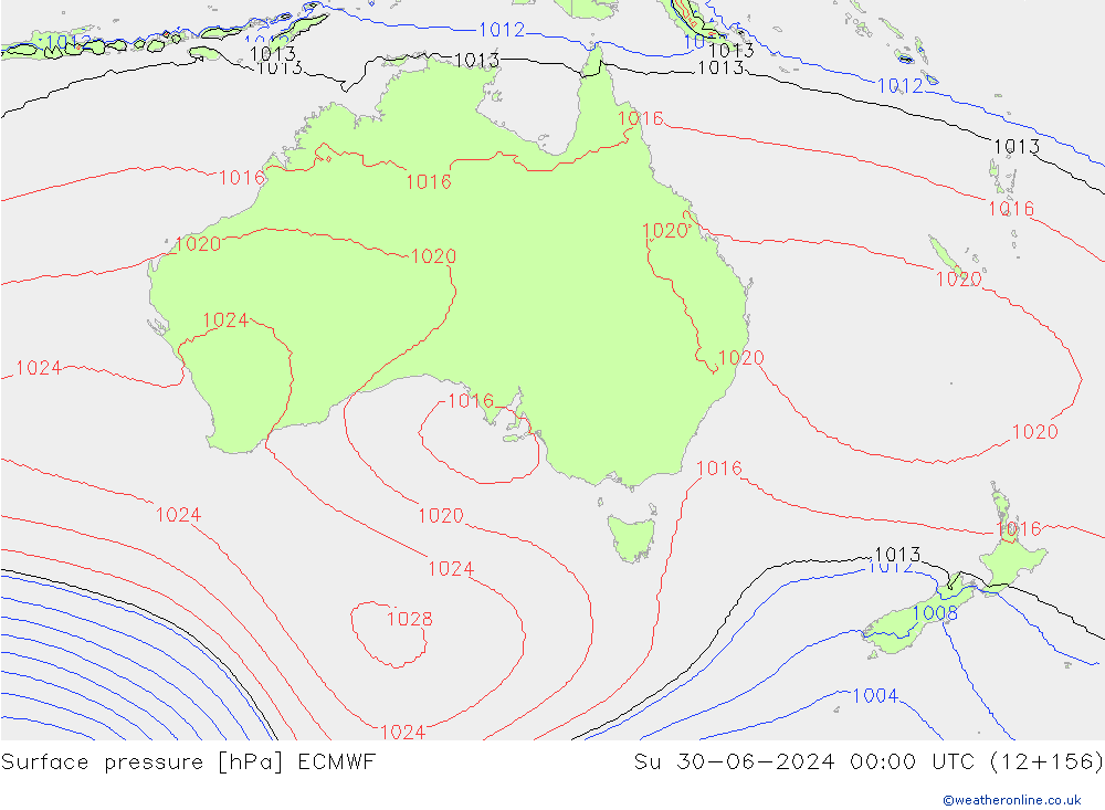 pressão do solo ECMWF Dom 30.06.2024 00 UTC