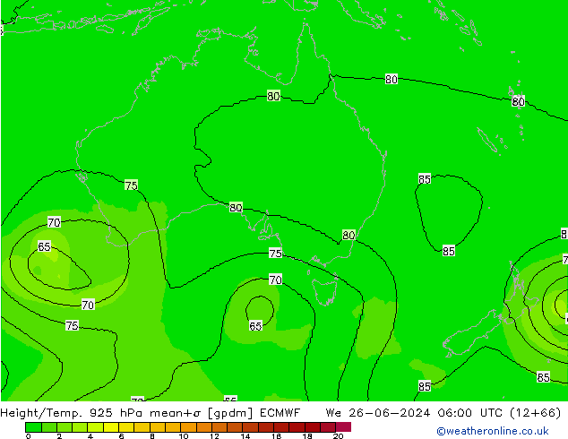 Hoogte/Temp. 925 hPa ECMWF wo 26.06.2024 06 UTC