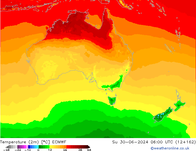 Temperature (2m) ECMWF Ne 30.06.2024 06 UTC