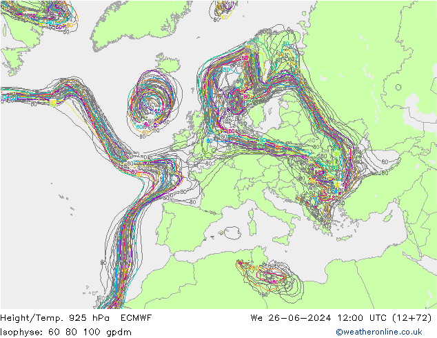 Yükseklik/Sıc. 925 hPa ECMWF Çar 26.06.2024 12 UTC