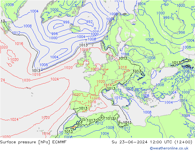 Yer basıncı ECMWF Paz 23.06.2024 12 UTC