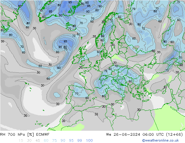 RH 700 hPa ECMWF St 26.06.2024 06 UTC