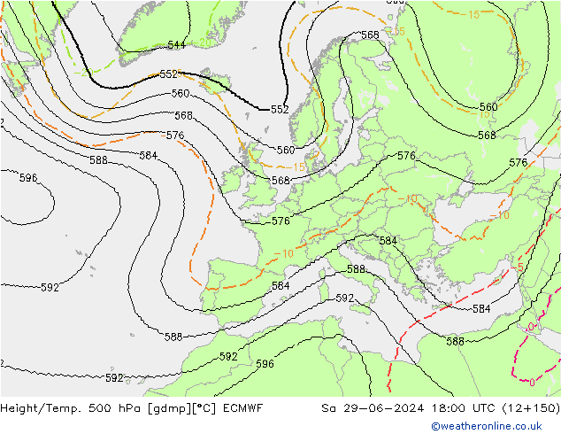 Géop./Temp. 500 hPa ECMWF sam 29.06.2024 18 UTC