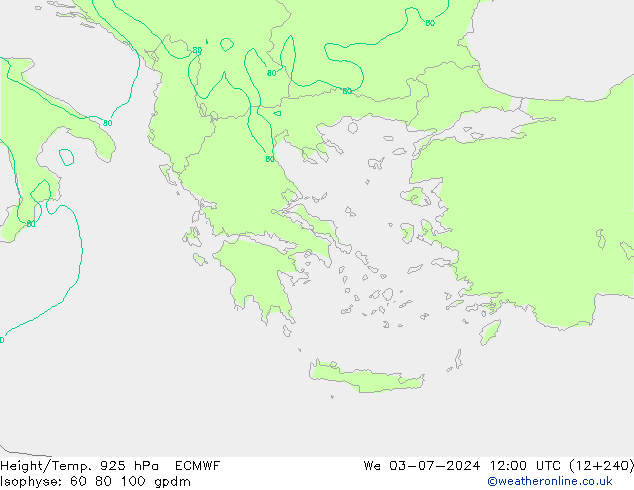 Geop./Temp. 925 hPa ECMWF mié 03.07.2024 12 UTC