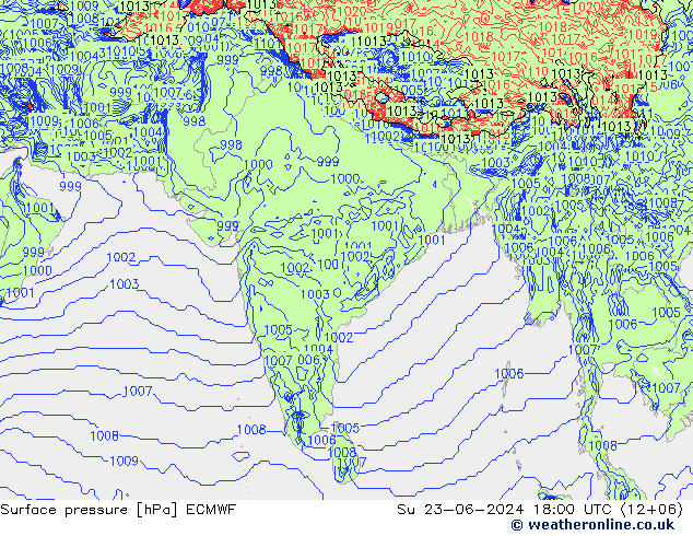 Yer basıncı ECMWF Paz 23.06.2024 18 UTC