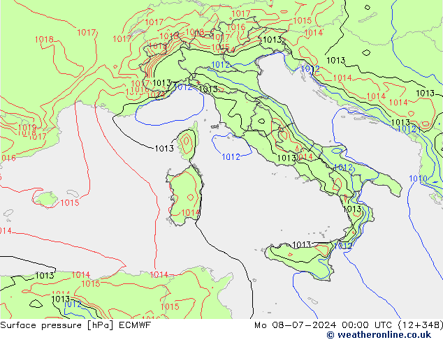 ciśnienie ECMWF pon. 08.07.2024 00 UTC