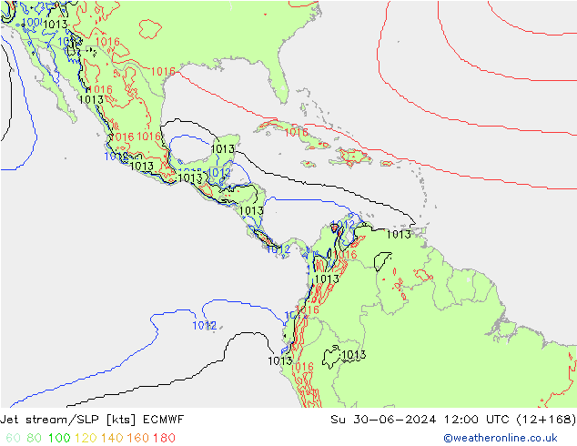 Prąd strumieniowy ECMWF nie. 30.06.2024 12 UTC