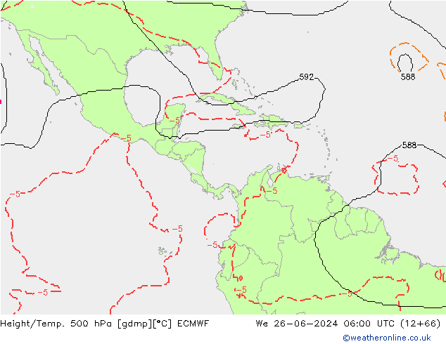 Height/Temp. 500 гПа ECMWF ср 26.06.2024 06 UTC