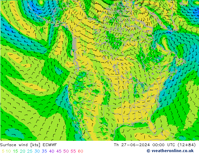 风 10 米 ECMWF 星期四 27.06.2024 00 UTC