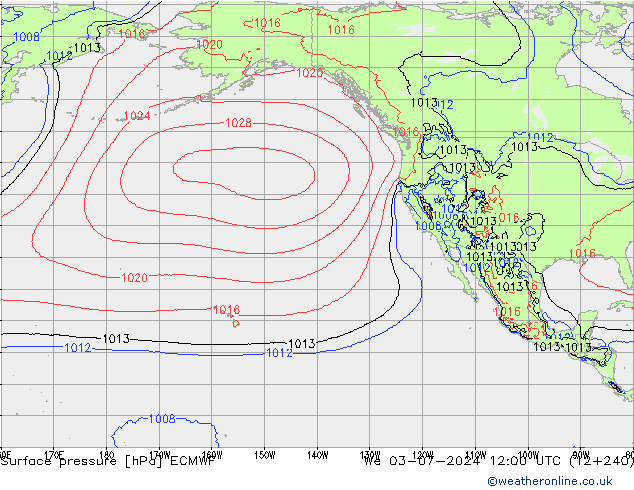 Atmosférický tlak ECMWF St 03.07.2024 12 UTC