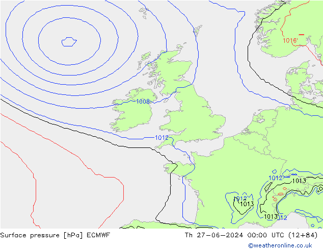 Surface pressure ECMWF Th 27.06.2024 00 UTC