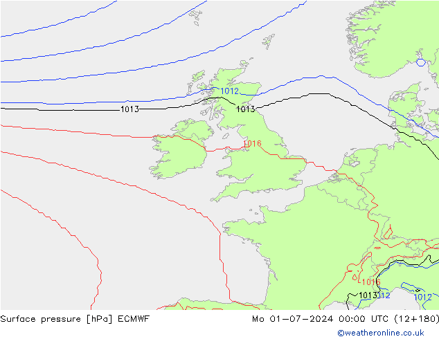 Presión superficial ECMWF lun 01.07.2024 00 UTC