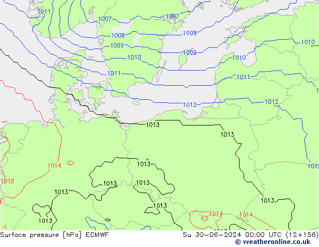 Surface pressure ECMWF Su 30.06.2024 00 UTC