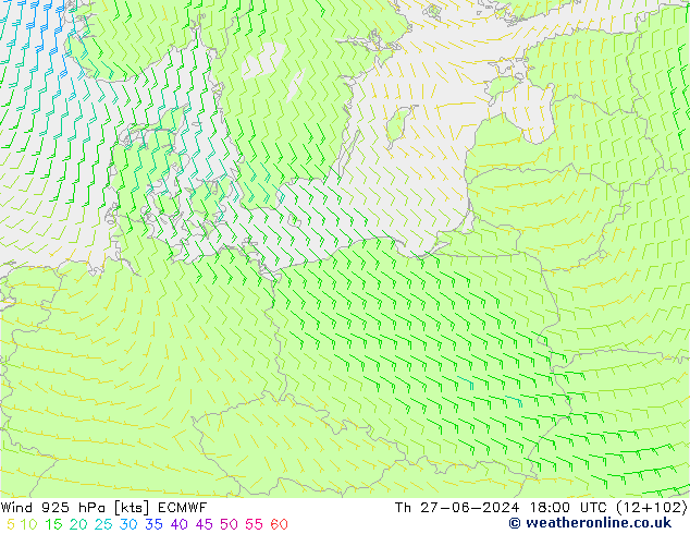 ветер 925 гПа ECMWF чт 27.06.2024 18 UTC