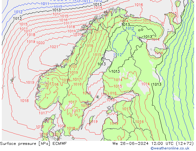 pression de l'air ECMWF mer 26.06.2024 12 UTC