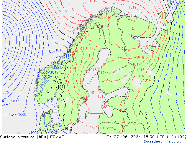 Yer basıncı ECMWF Per 27.06.2024 18 UTC