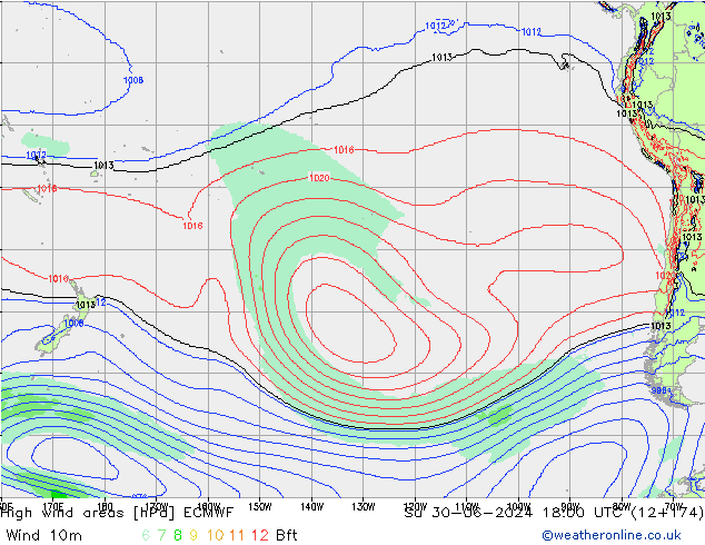 High wind areas ECMWF dim 30.06.2024 18 UTC