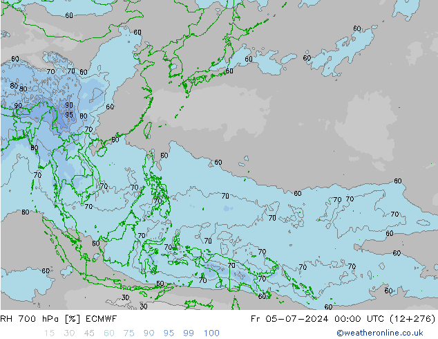 RH 700 hPa ECMWF Fr 05.07.2024 00 UTC