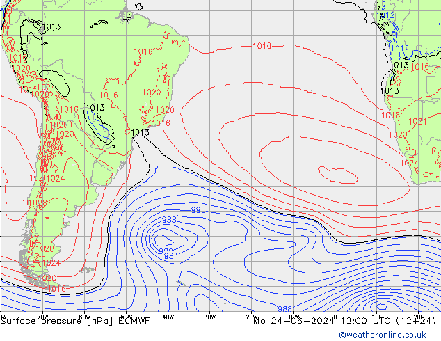 Yer basıncı ECMWF Pzt 24.06.2024 12 UTC