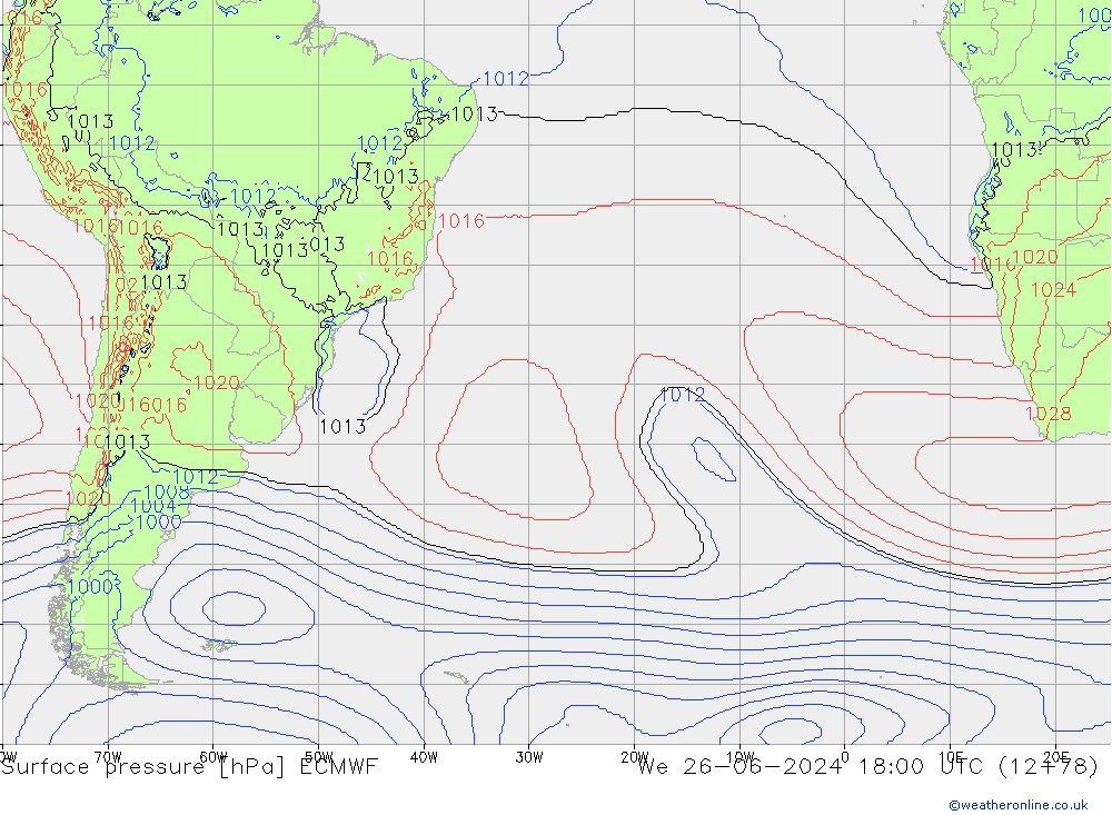 Yer basıncı ECMWF Çar 26.06.2024 18 UTC