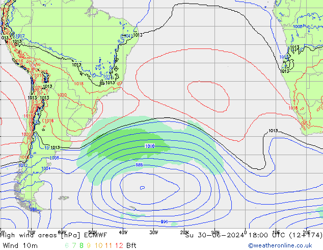 High wind areas ECMWF dom 30.06.2024 18 UTC